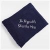 Navy Knit Fringed Throw Blanket  