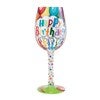 Happy Birthday Streamers Wine Glass   