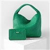 Woven Leather Hobo Bag in Green Styled