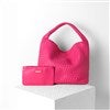 Woven Leather Hobo Bag in Magenta Styled