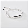 Engraved Silver & Black Beaded Bracelet 