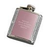 Engraved Pink Jeweled Flask