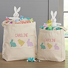 Personalized Easter Tote Bag - Hop Hop Bunnies - 14087