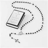 Children's Black Rosary and Engraved Keepsake Box