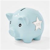 Engraved Ceramic Piggy Bank in Blue