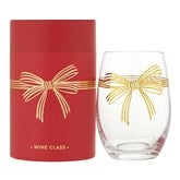 Wine Glass with Gold Bow