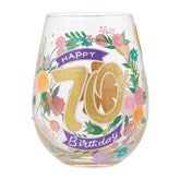 Happy 70th Stemless Glass