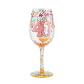 Happy 40th Wine Glass