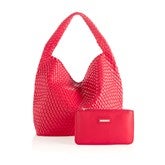 Woven Leather Hobo Red