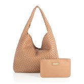 Woven Leather Hobo Almond