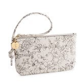 Leather Wristlet- Bloom Cream