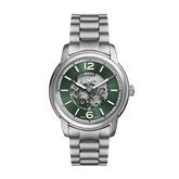 Steel/Green Skeleton Watch