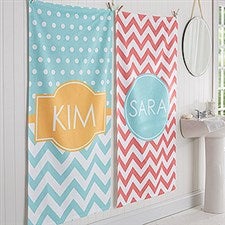 Personalized Chevron Bath Towel - Preppy Chic - 17453