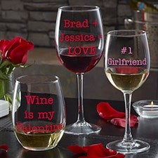 Personalized Valentine's Day Wine Glasses - 19784