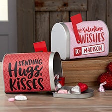 Hugs, Kisses & Valentine Wishes Personalized Valentine's Day Mailbox - 22371