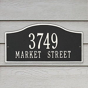 Rolling Hills Personalized Aluminum Address Plaque - Black  White - 18036D-BW