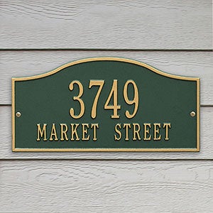 Rolling Hills Personalized Aluminum Address Plaque - Green  Gold - 18036D-GG