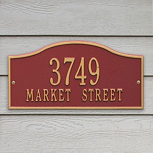 Rolling Hills Personalized Aluminum Address Plaque - Red  Gold - 18036D-RG