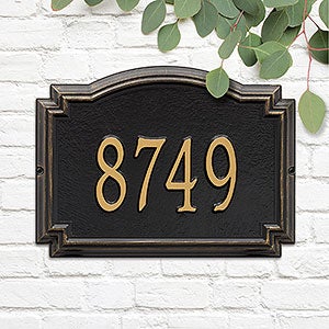 Williamsburg Personalized Address Number Plaque - Black  Gold - 18038D-BG