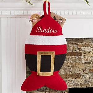 Personalized Cat Christmas Stocking - Santa Belt - 19014-C