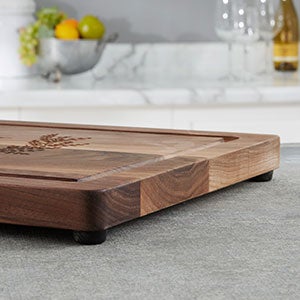 Maple Leaf Engraved Walnut Cutting Board with Handles