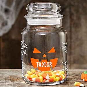 Jack-o'-Lantern Personalized Glass Halloween Treat Jar - 27132