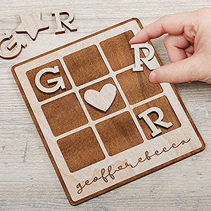 Personalized Romantic Whitewashed Wood Tic Tac Toe - 30102-W