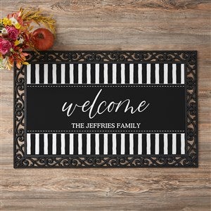 Spellbinding Stripes Personalized Black & White Halloween Doormat- 20x35 - 32044-M