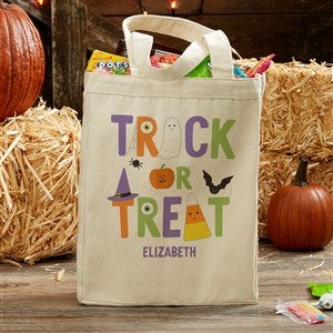 Trick or Treat Icons Personalized Halloween Canvas Tote Bag- 14