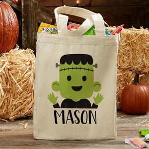 Trick Or Treat Frankie Personalized Halloween Canvas Tote Bag- 14