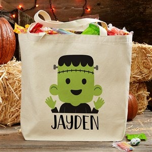 Trick Or Treat Frankie Personalized Halloween Canvas Tote Bag- 20