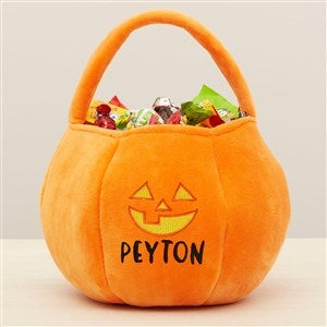 Jack-o'-Lantern Embroidered Plush Halloween Treat Bag-Orange - 36760-O