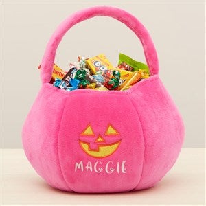 Jack-o'-Lantern Embroidered Plush Halloween Treat Bag-Pink - 36760-P