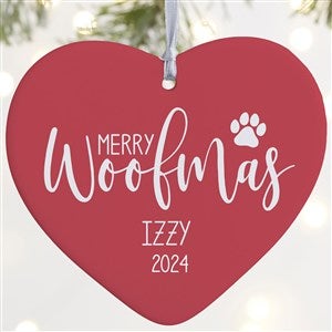 Merry Woofmas Personalized Heart Ornament- 4
