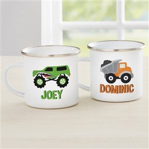 Construction & Monster Trucks Personalized Kids Enamel Mug - 38424