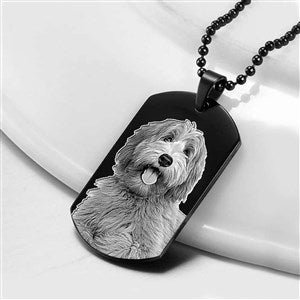 Personalized Black Stainless Photo Dog Tag Pendant