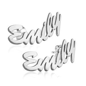 Personalized Script Name Earrings - 40681D