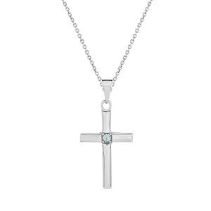 Cross Birthstone Custom Sterling Silver Pendant- 1 Stone - 40911D-1S