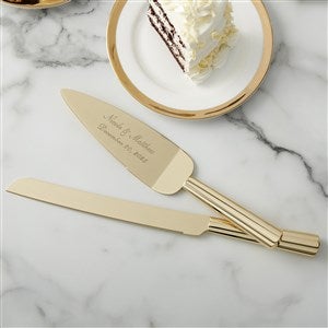 Classic Gold Engraved Cake Knife  Server Set - 41178