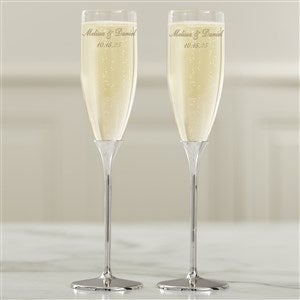 Classic Personalized Silver Wedding Flute Set - 41180