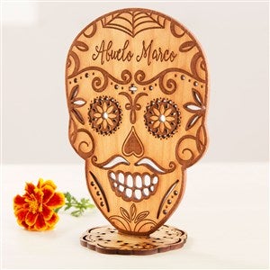 Day of the Dead Personalized Wood Sugar Skull Keepsake - Natural - 41642-N