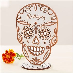 Day of the Dead Personalized Wood Sugar Skull Keepsake - White - 41642-W