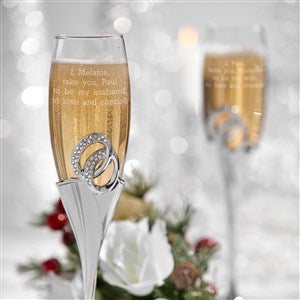 Things Remembered Champagne Flutes Set of 2 Crystal Glasses BEAUTIFUL!