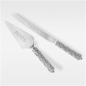 Engraved Cathedral Jeweled Wedding Cake Server Set - 41820