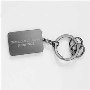 Engraved Friendship Gunmetal and Leather Clip Keychain