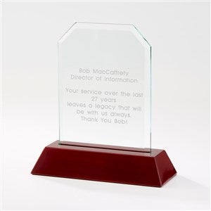 Engraved Glass and Mahogany Finish Angled Award - 42195