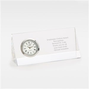 Engraved Recognition Message Crystal Desk Clock - 42304