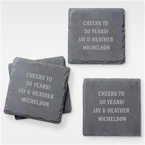 Engraved Anniversary Message Slate Coaster Set - 42323