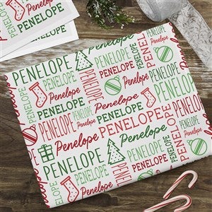 Holiday Repeating Name Personalized Wrapping Paper Sheets - Set of 3 - 42476-S