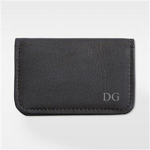 Personalized Black Leather Business Card Case - 42629